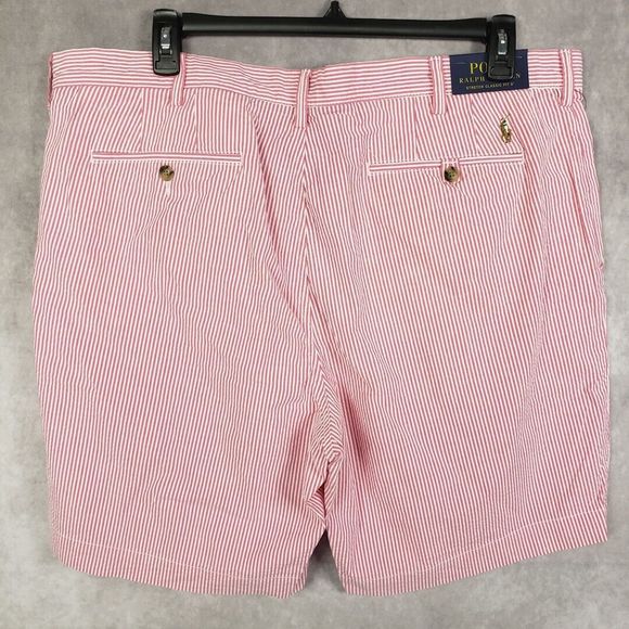 Polo Ralph Lauren Shorts Mens 40 Pink Striped Seersucker 9" Classic-Fit Preppy - Picture 5 of 11